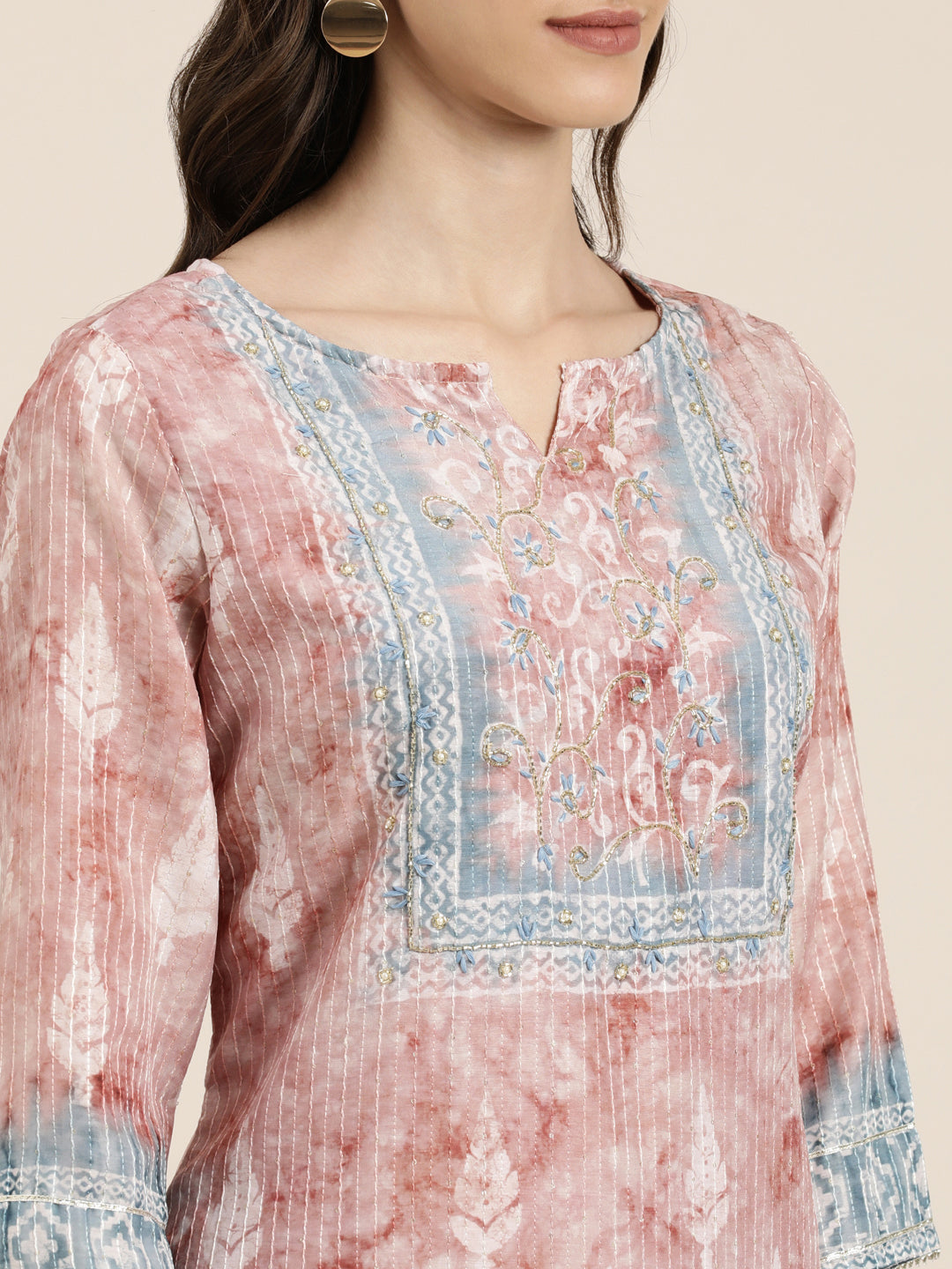 Women Mauve Floral Kurta Set