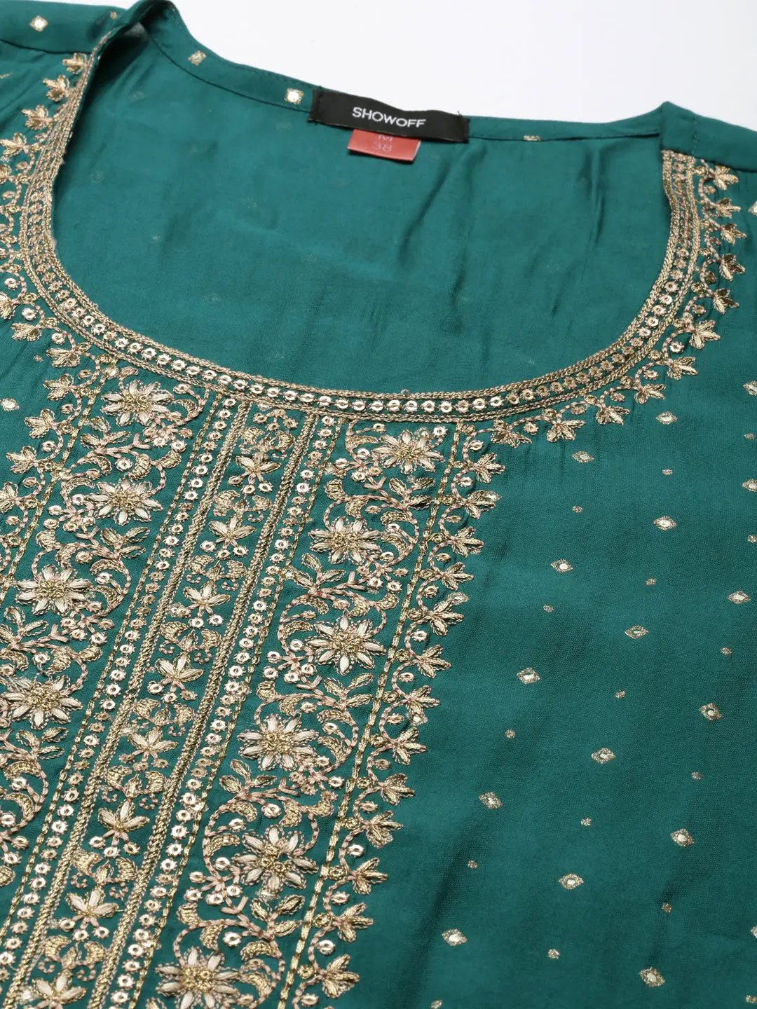 Women's Teal Geometrical Kurta Set