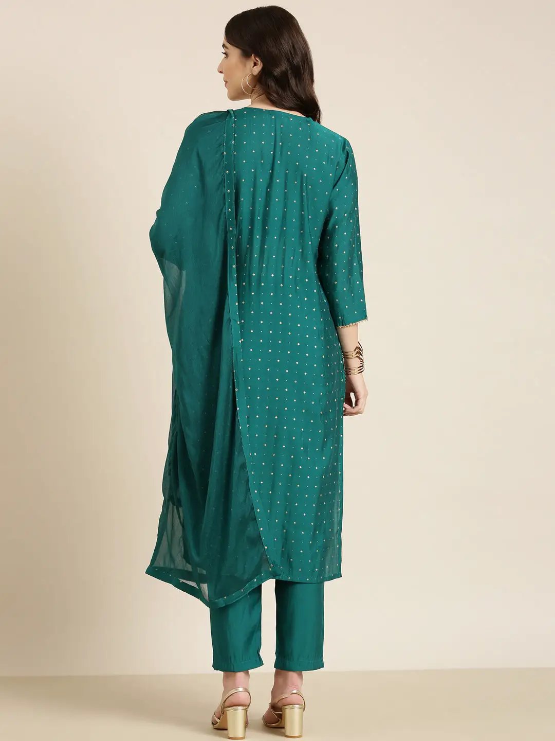 Women's Teal Geometrical Kurta Set