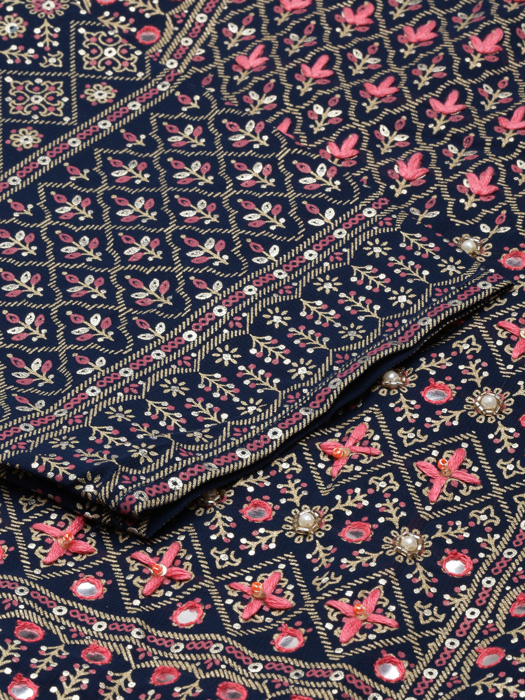 Women's Anarkali Teal Ethnic Motifs Kurta Sets with Trousers & Dupatta