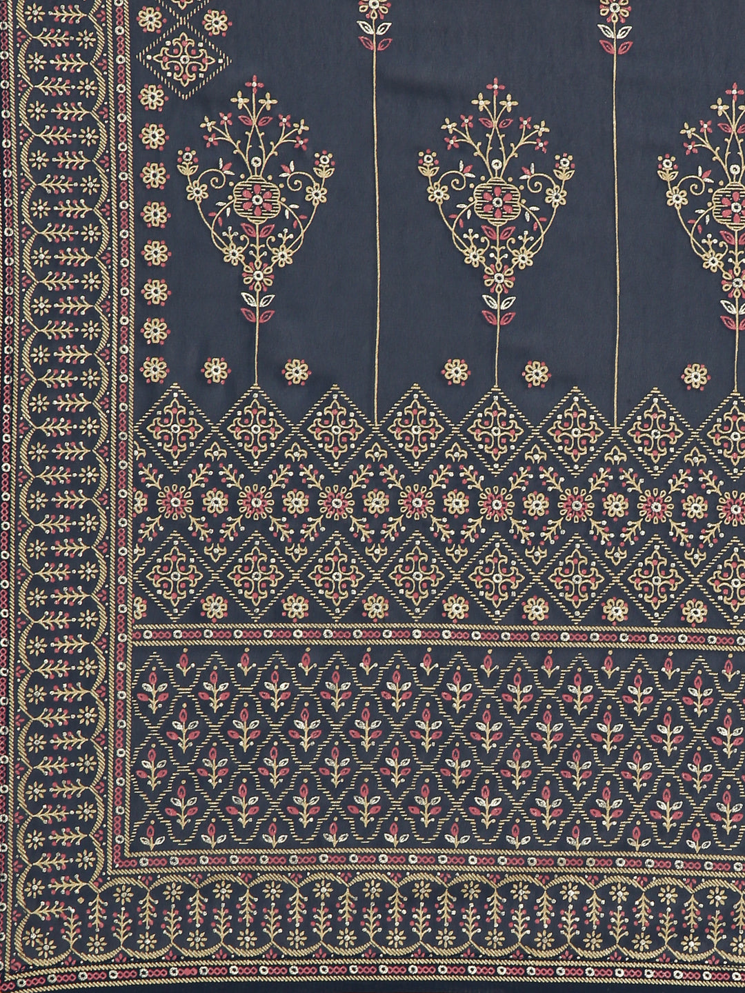 Women's Anarkali Teal Ethnic Motifs Kurta Sets with Trousers & Dupatta