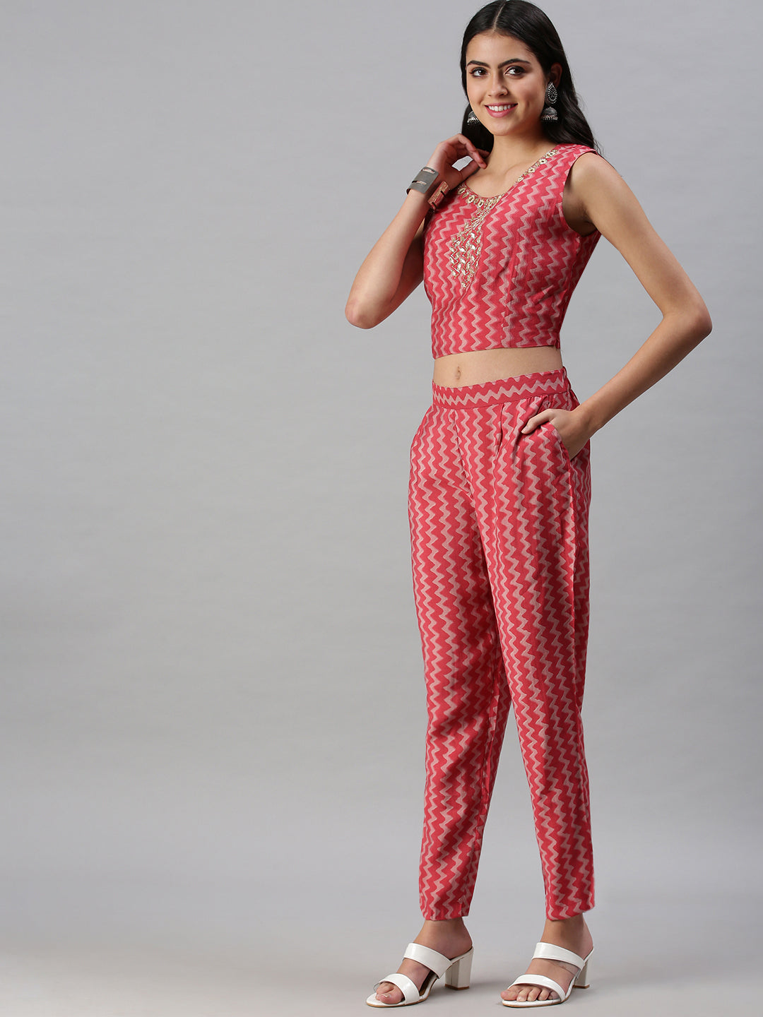 Women's Pink Printed Kurta Sets