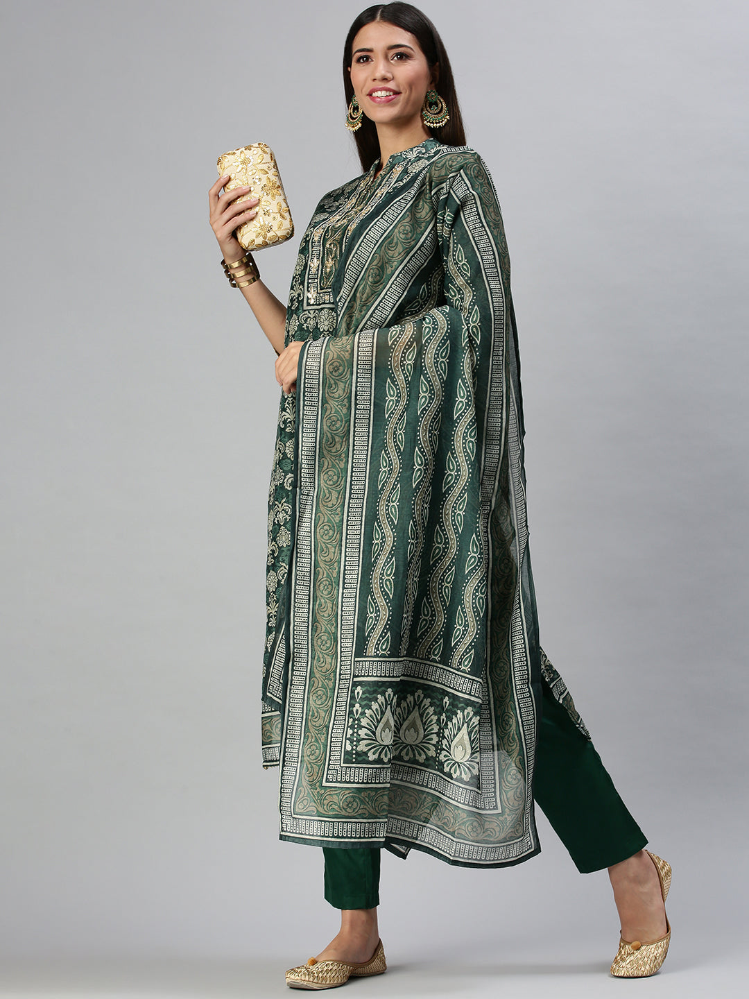 Women's Green Printed Kurta Sets