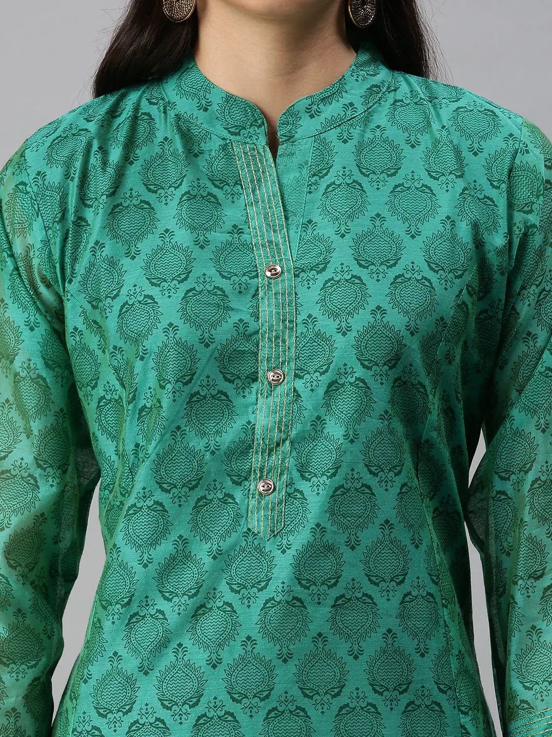 Women's Green Printed A-Line Kurta