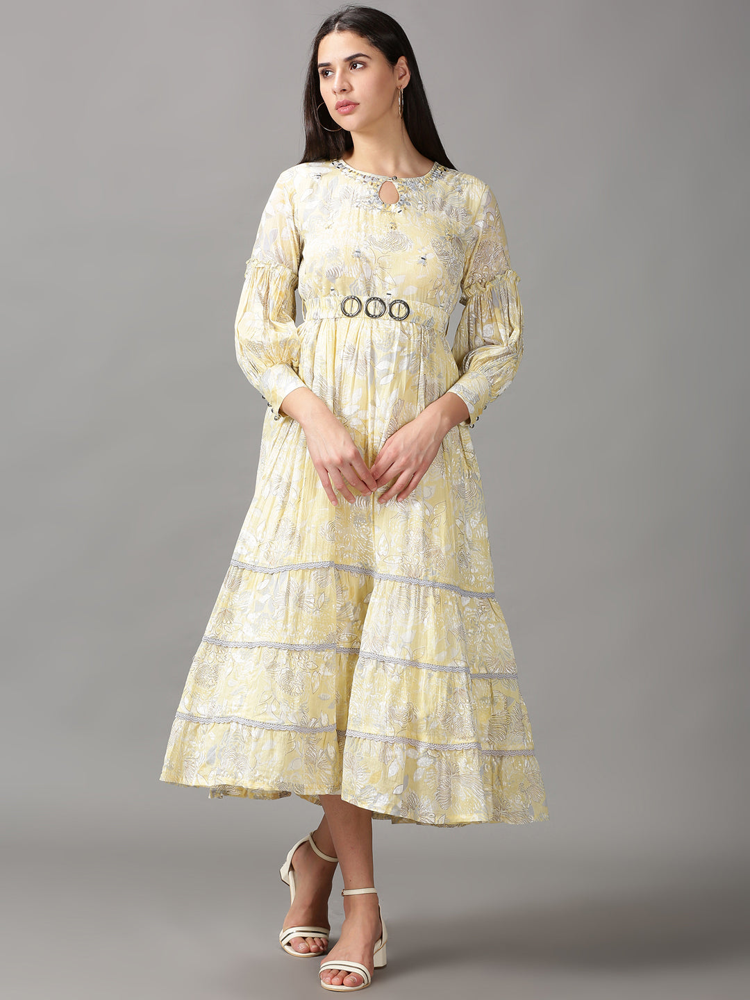 Women's Yellow Aztec Gown Dress