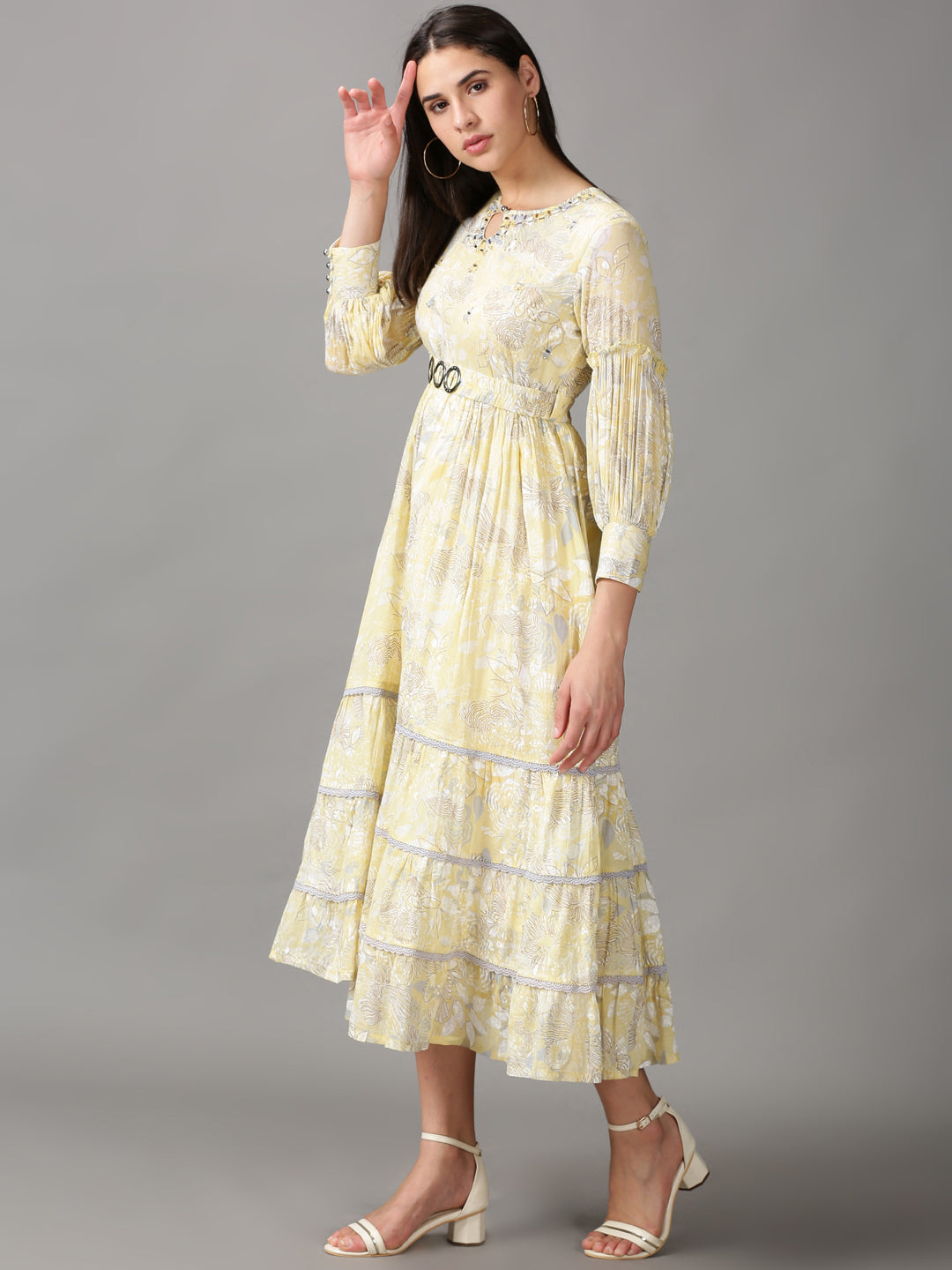 Women's Yellow Aztec Gown Dress