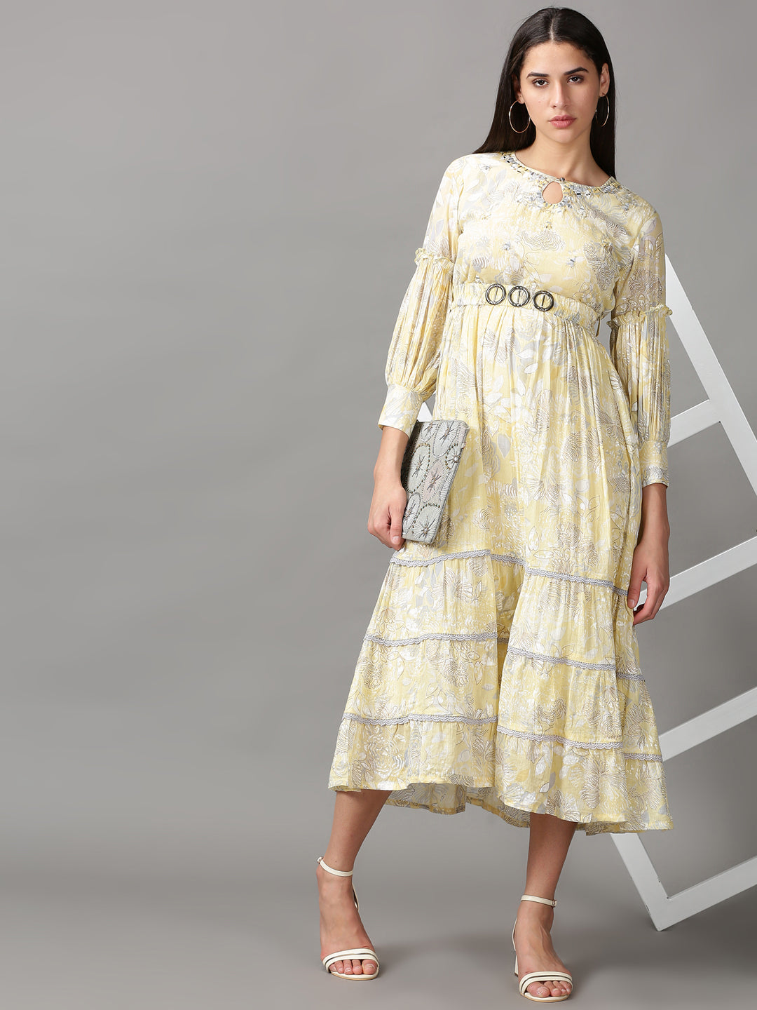 Women's Yellow Aztec Gown Dress