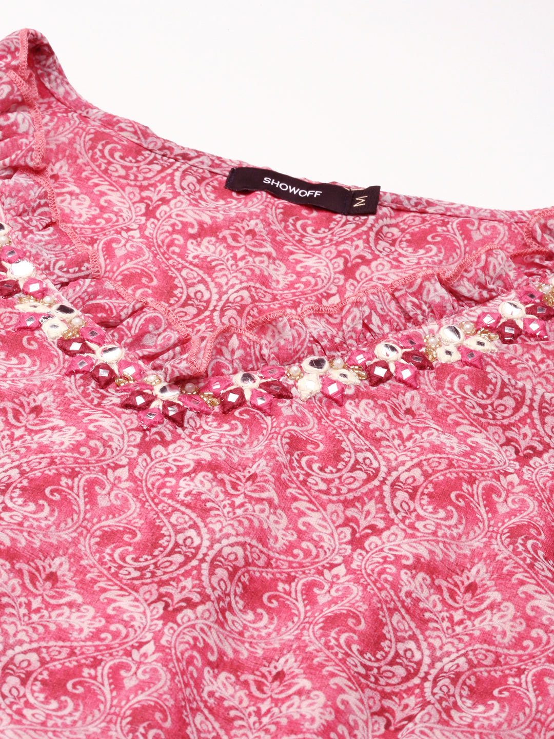 Women's Pink Embellished Anarkali Kurta