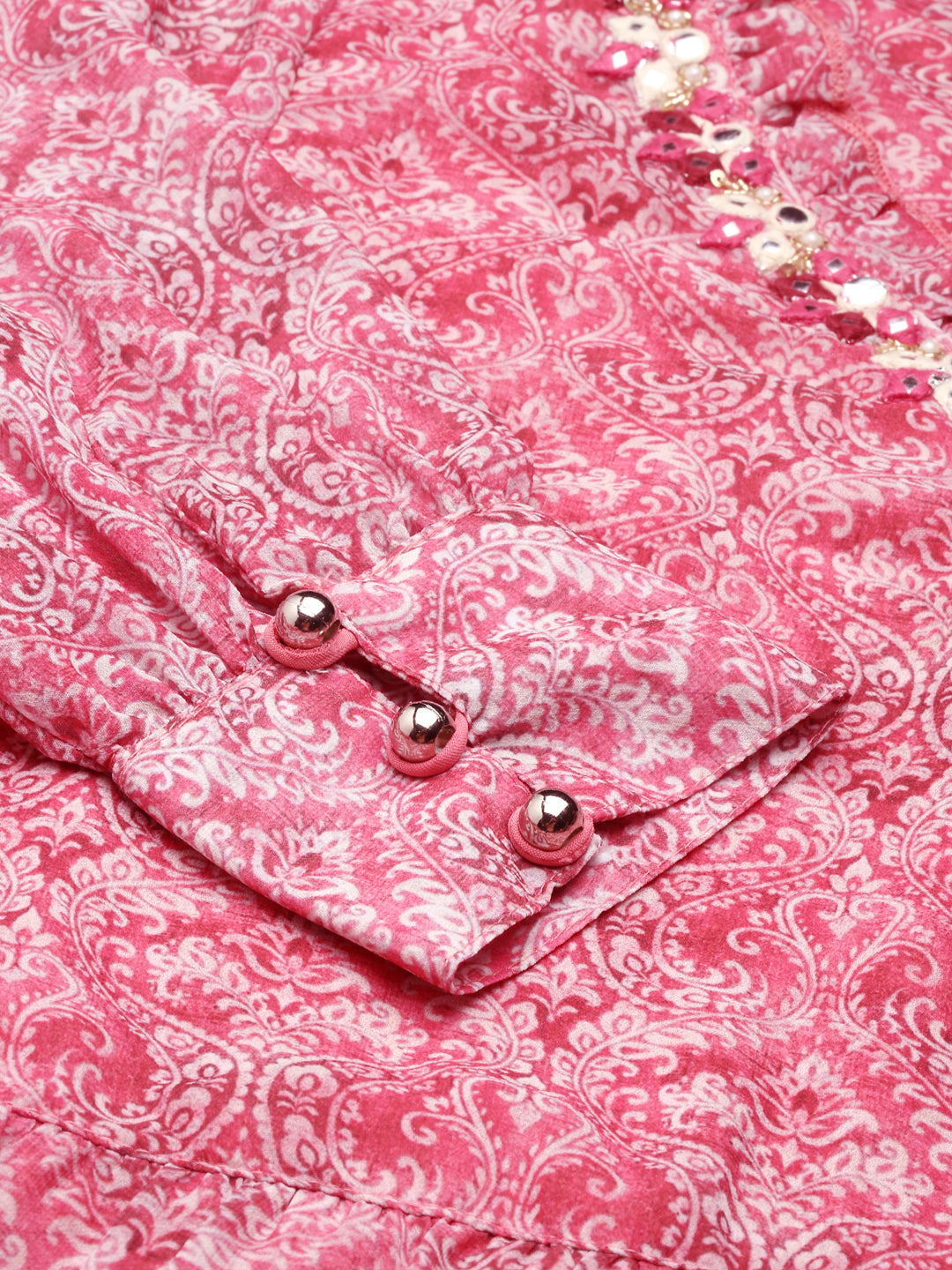 Women's Pink Embellished Anarkali Kurta