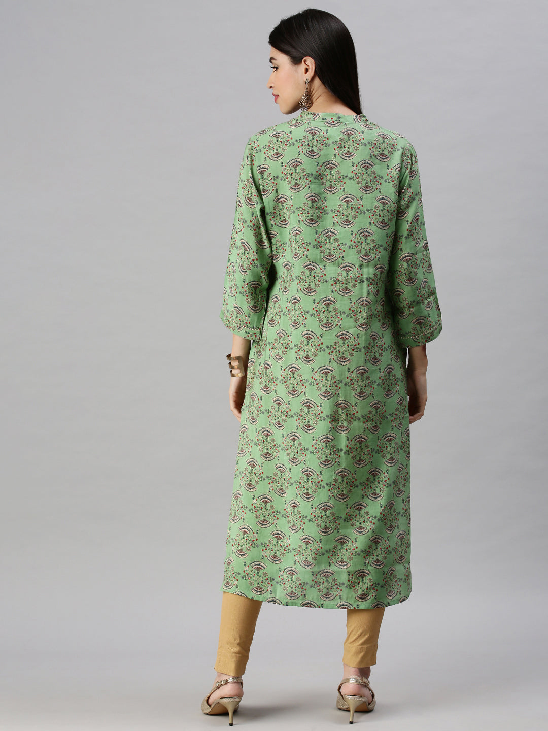 Women's Green Printed Straight Kurta