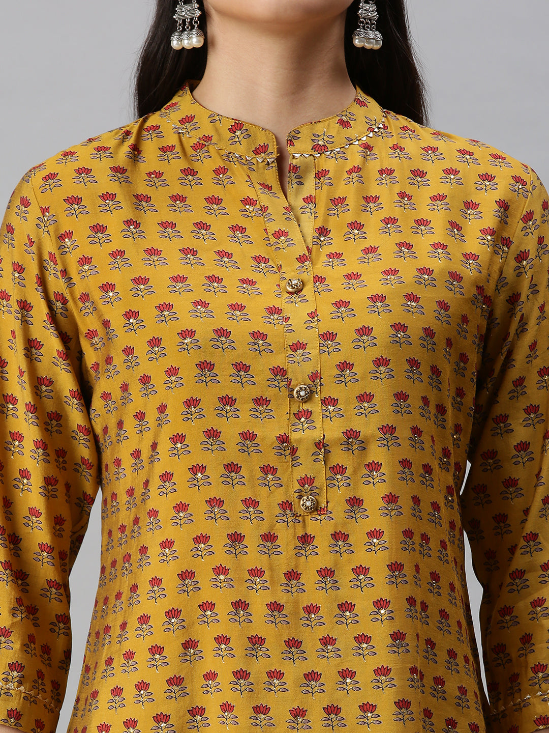 Women's Yellow Printed Straight Kurta