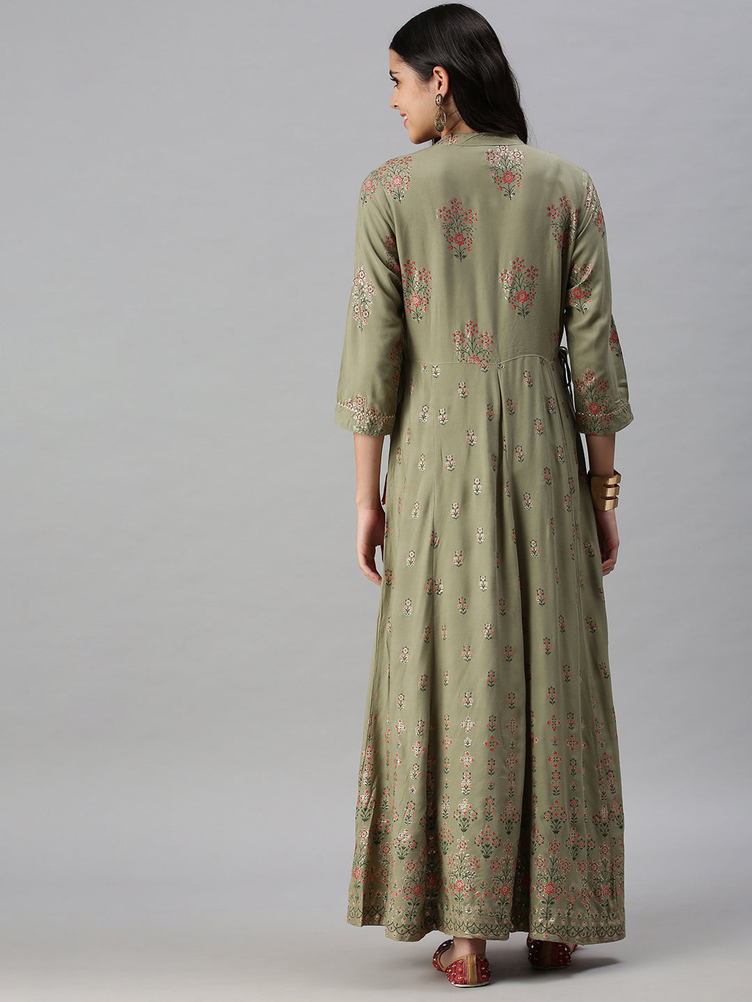 Women's Olive Printed Anarkali Kurta