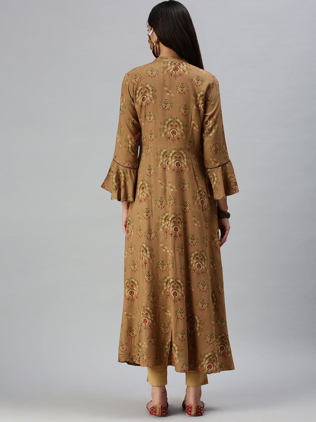 Women's Brown Printed Anarkali Kurta