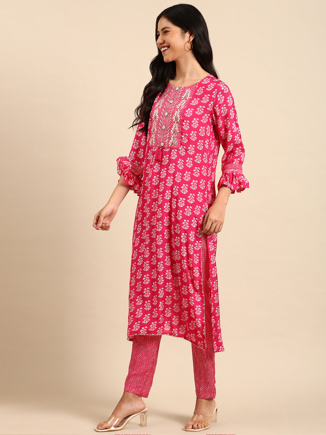 Women's Fuchsia Printed Kurta Set