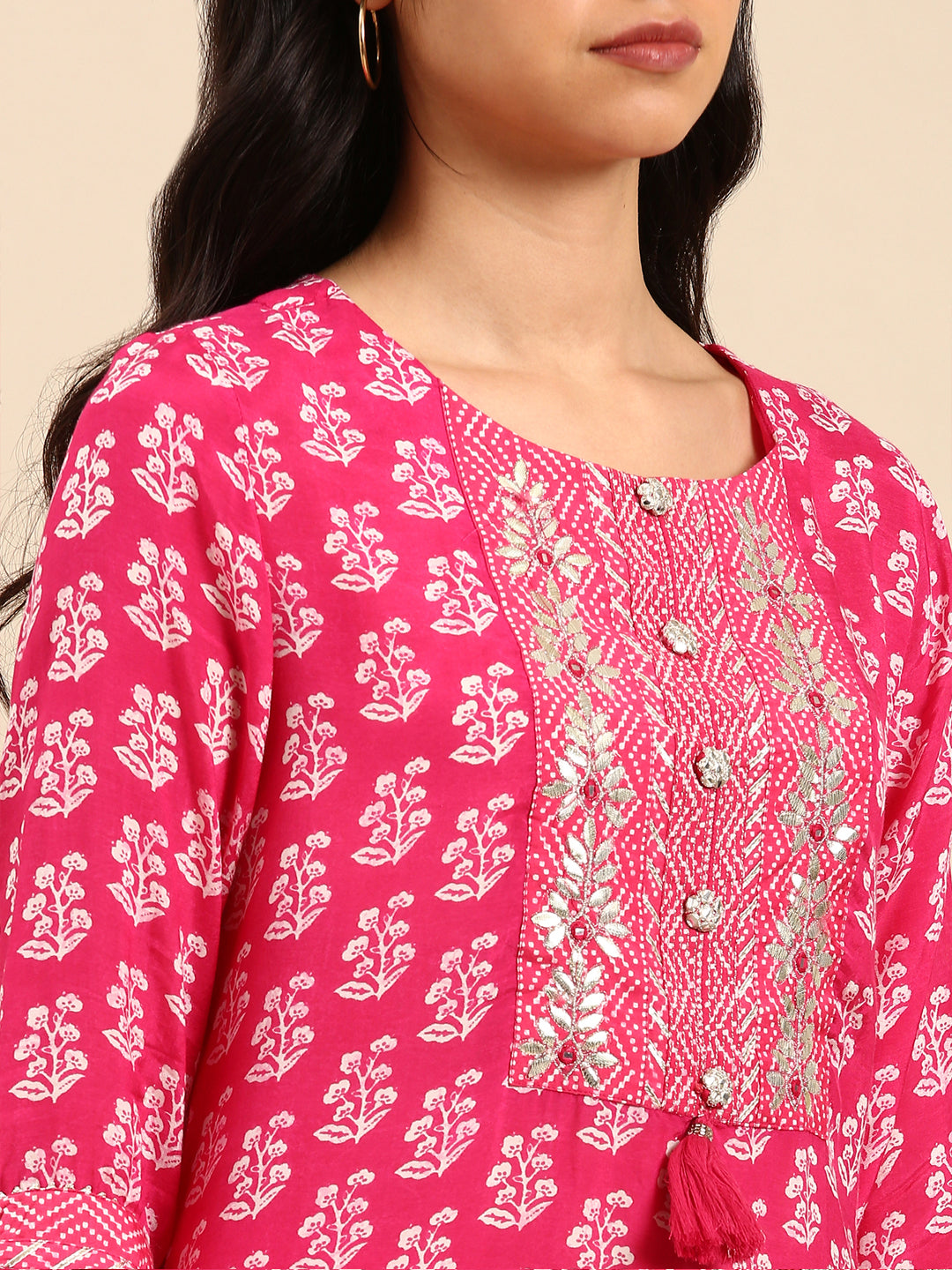 Women's Fuchsia Printed Kurta Set