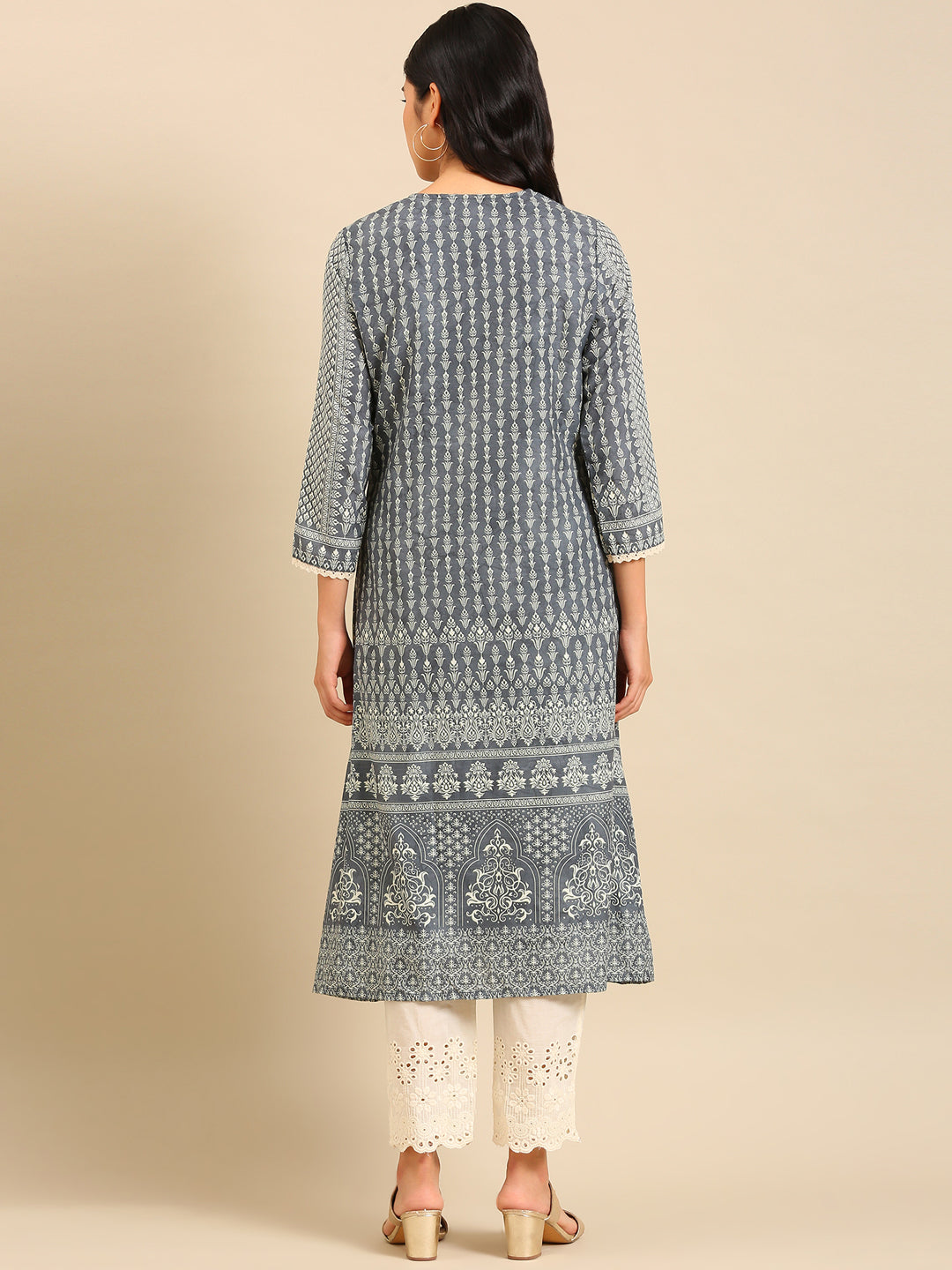 Women's Grey Printed Kurta Set