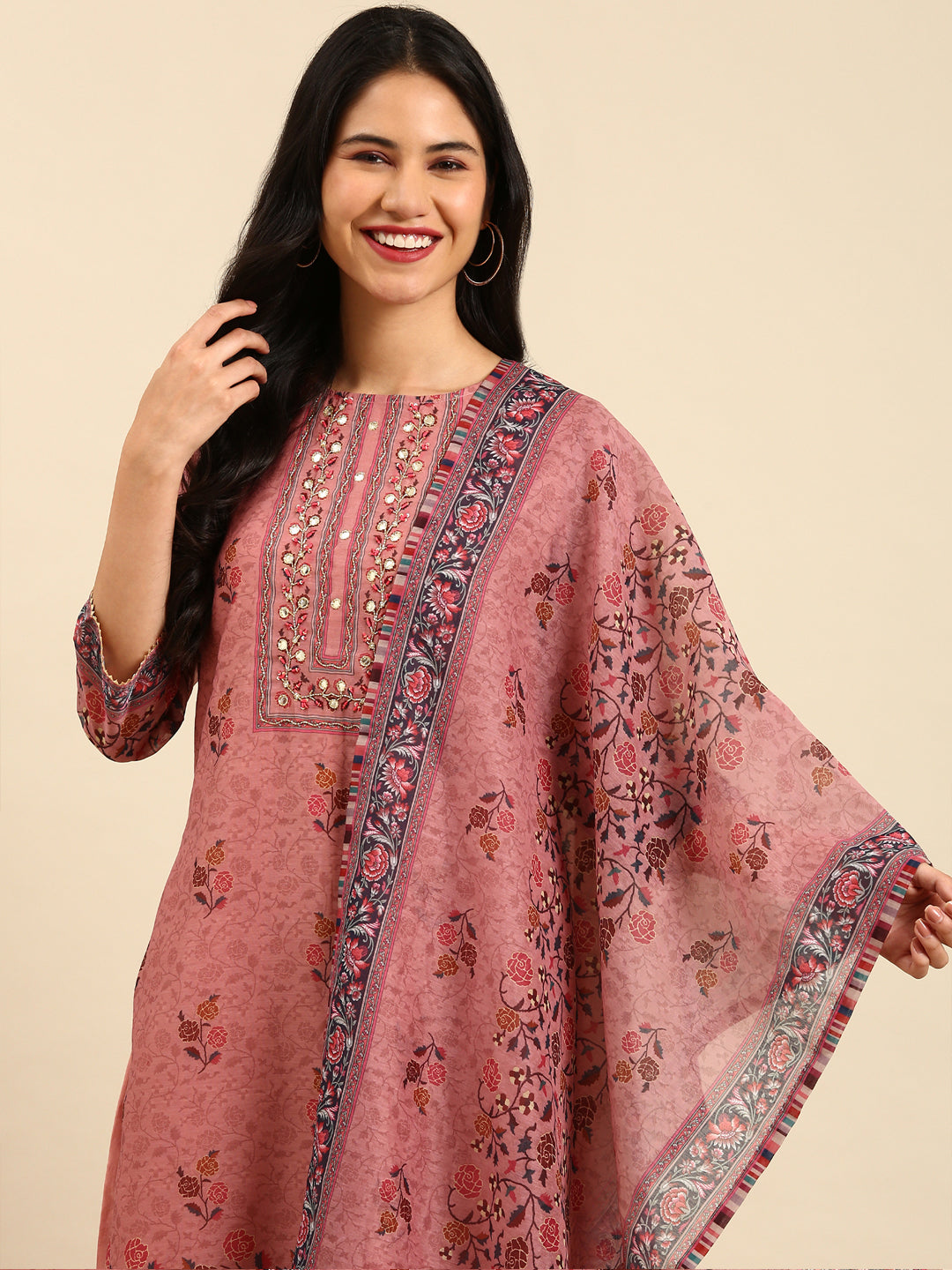 Women's Purple Printed Kurta Set