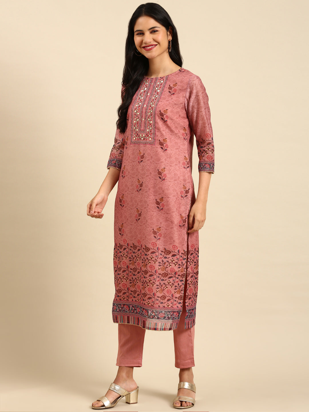 Women's Purple Printed Kurta Set