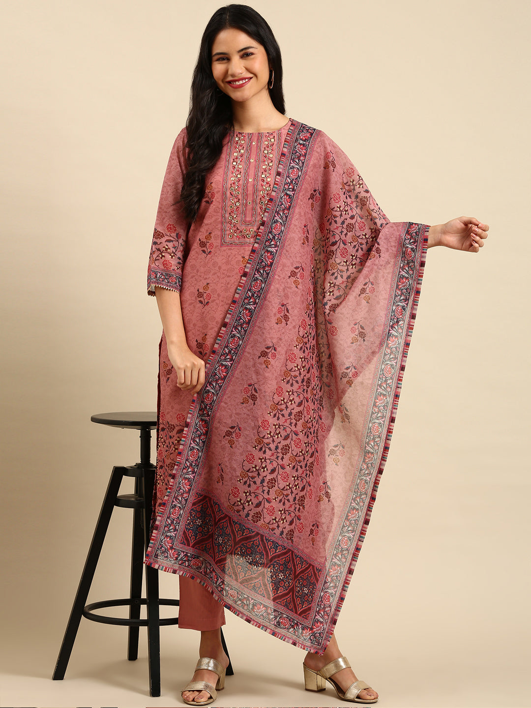 Women's Purple Printed Kurta Set