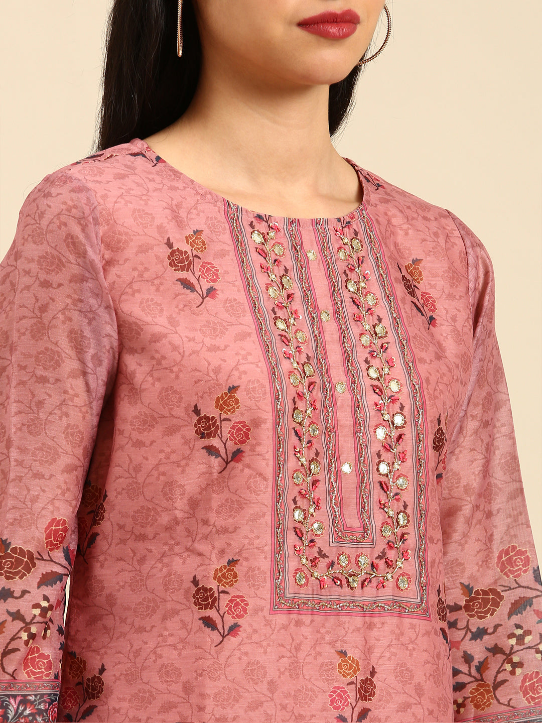 Women's Purple Printed Kurta Set