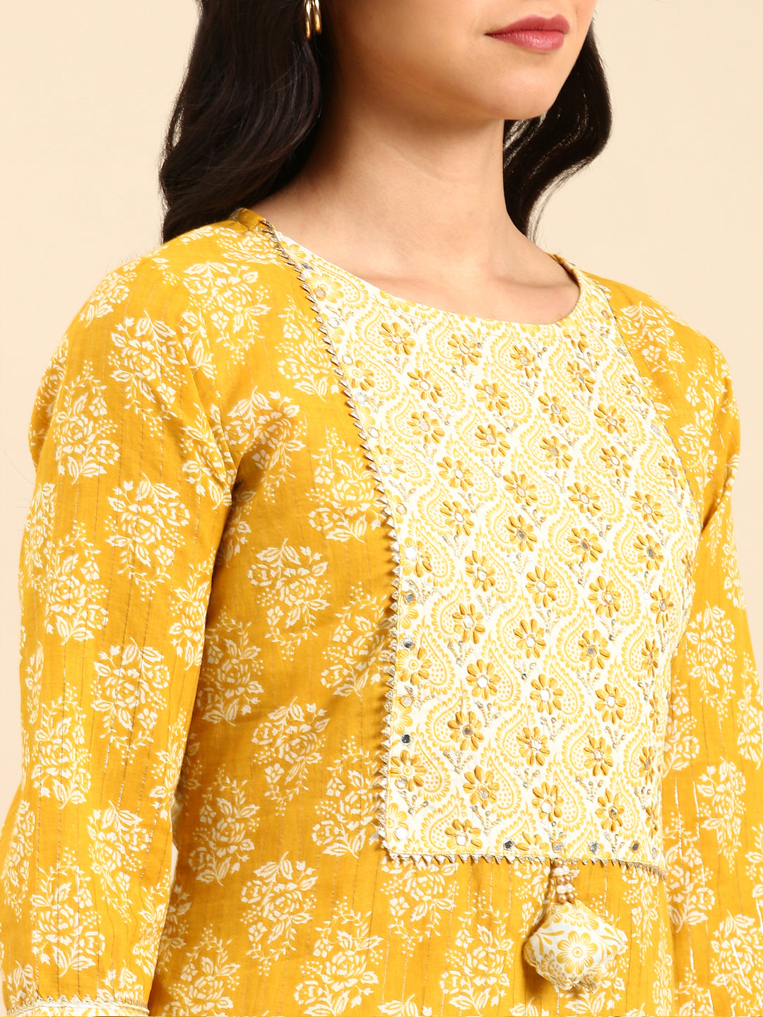 Women's Yellow Printed Kurta Set