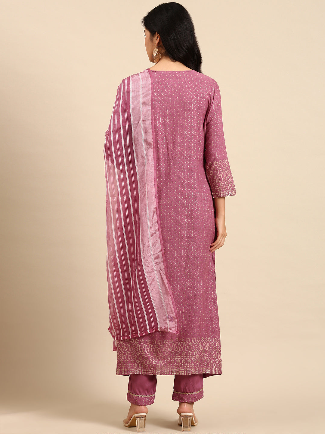 Women's Purple Printed Kurta Set