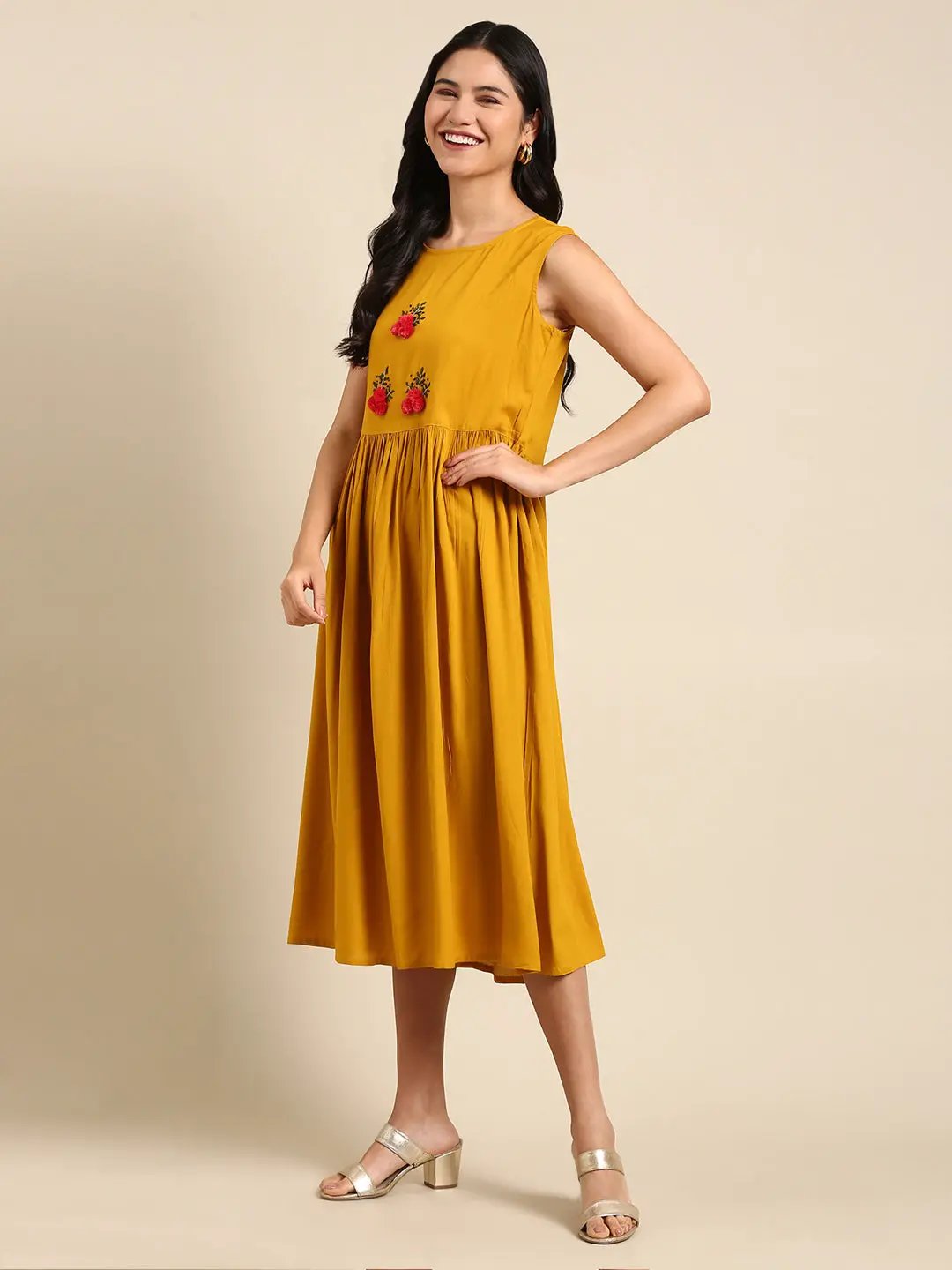 Women's Yellow Printed Anarkali Kurta