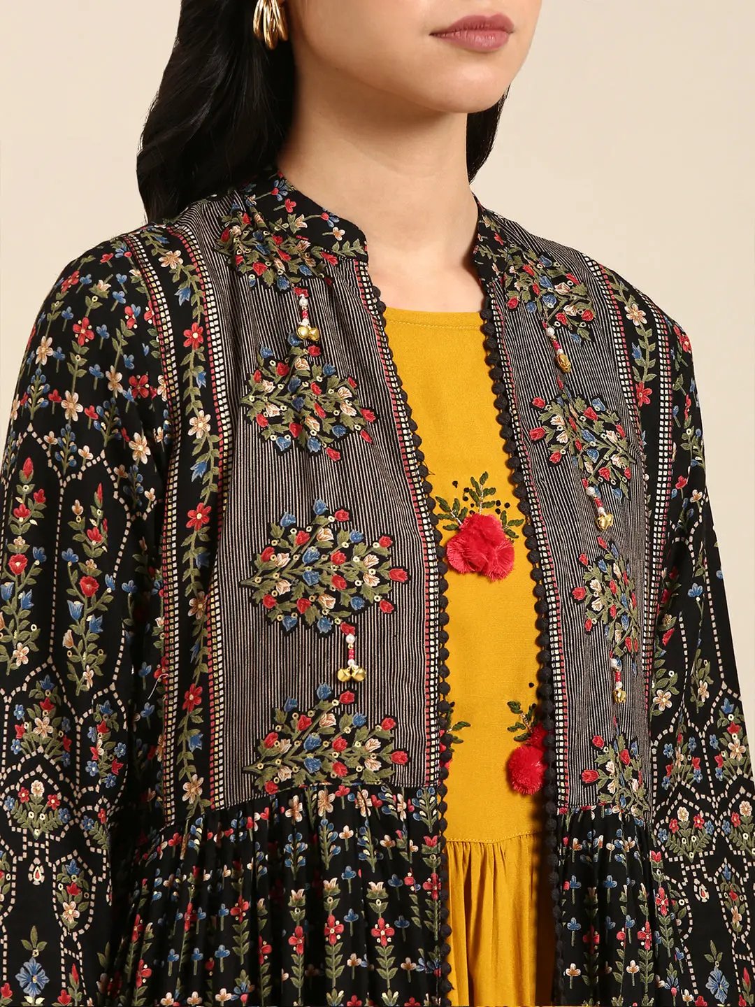 Women's Yellow Printed Anarkali Kurta