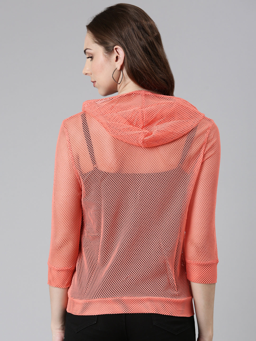 Women's Coral Crop Self Design Tailored Jacket