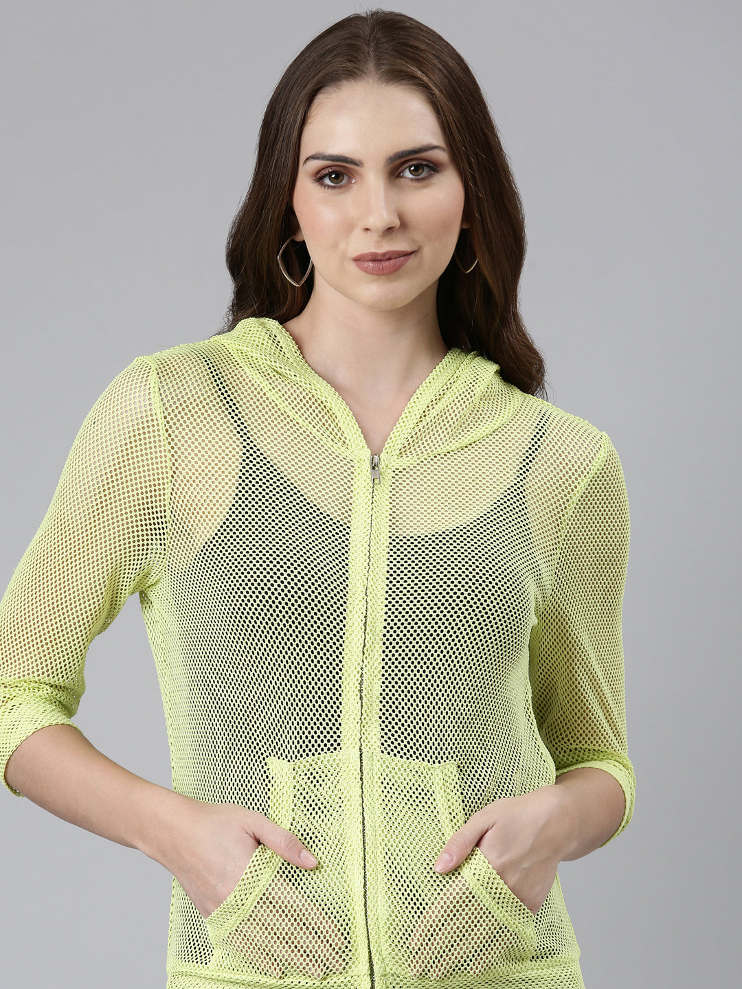 Women's Green Self Design Tailored Jacket