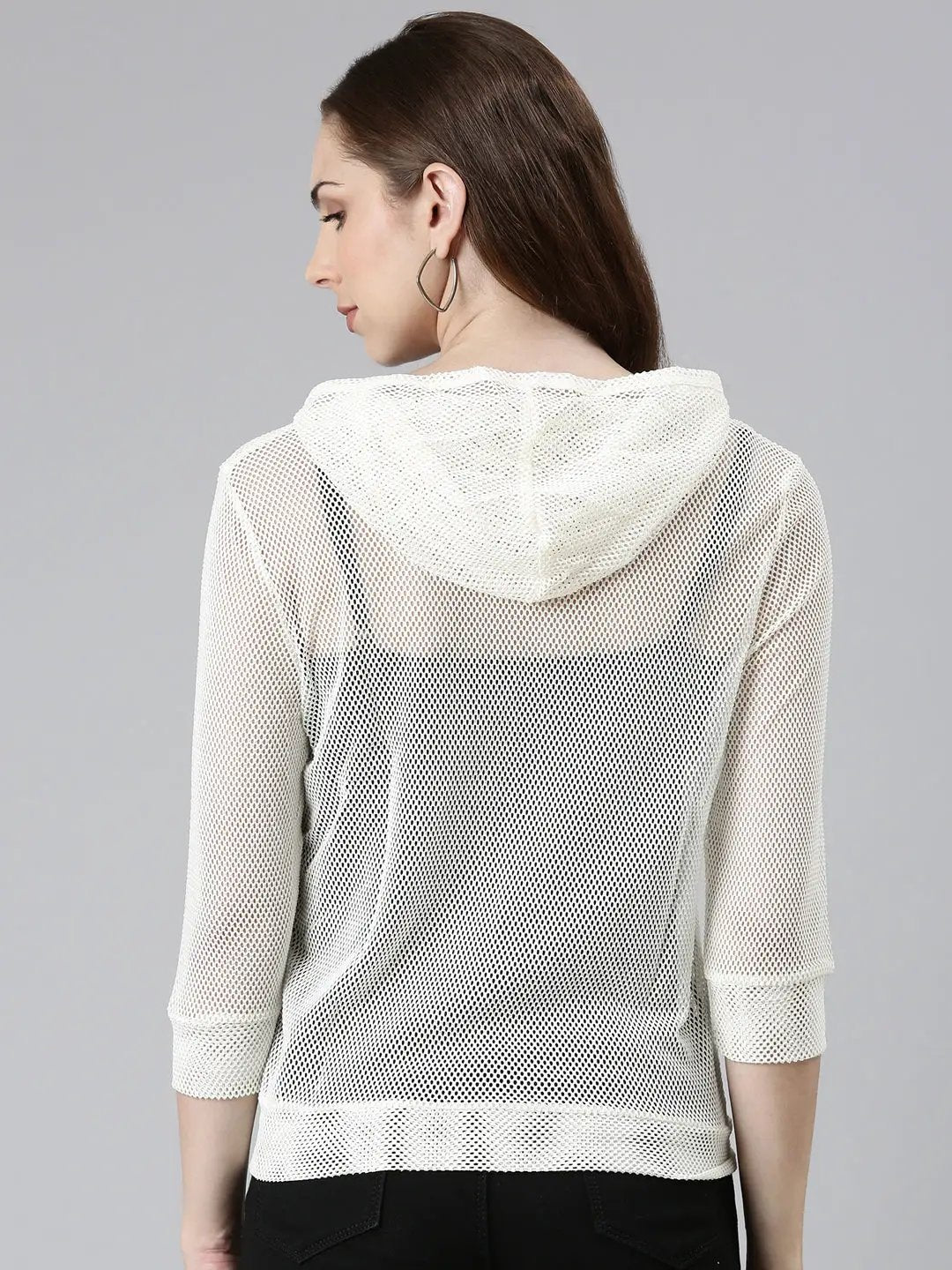 Women's Off White Solid Jacket