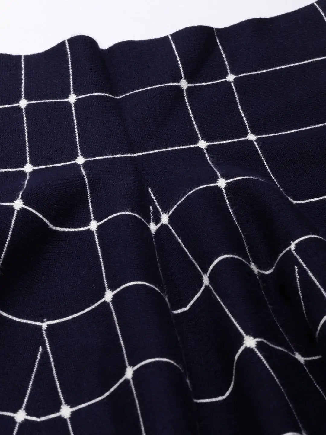 Women's Navy Blue Printed Flared Skirt