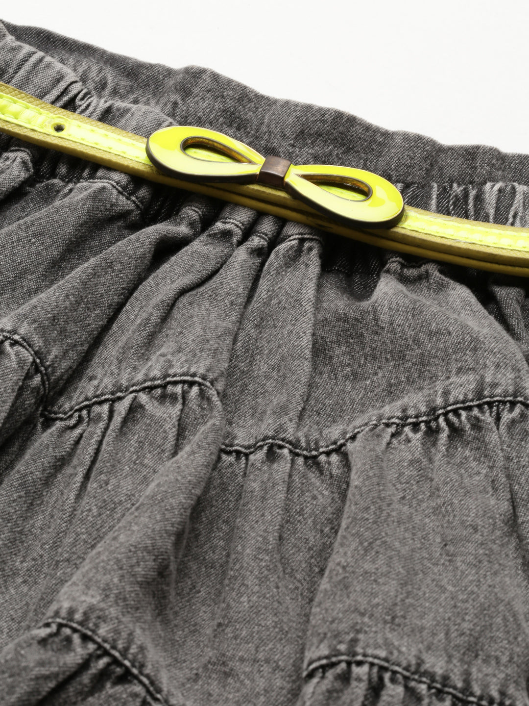 Women's Grey Solid Tiered Skirt