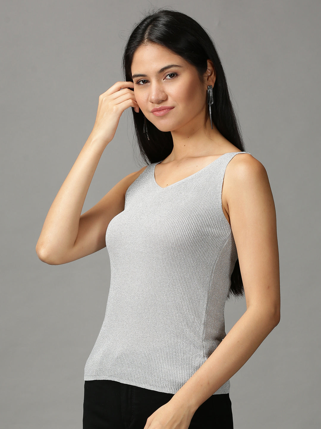 Women's Grey Solid Top