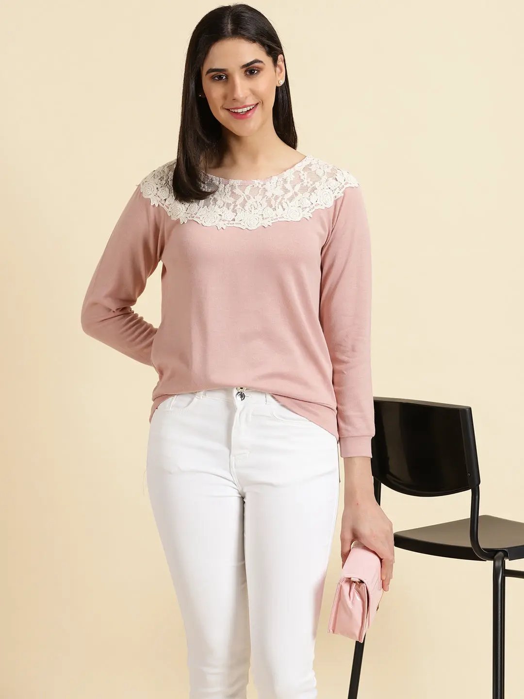 Women's Pink Solid Top