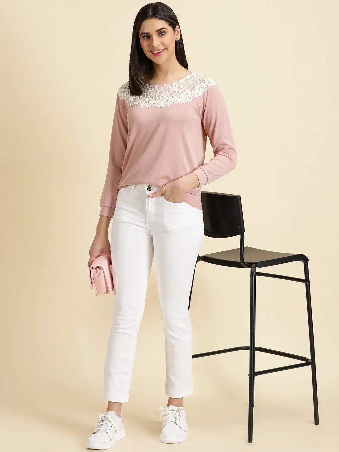 Women's Pink Solid Top