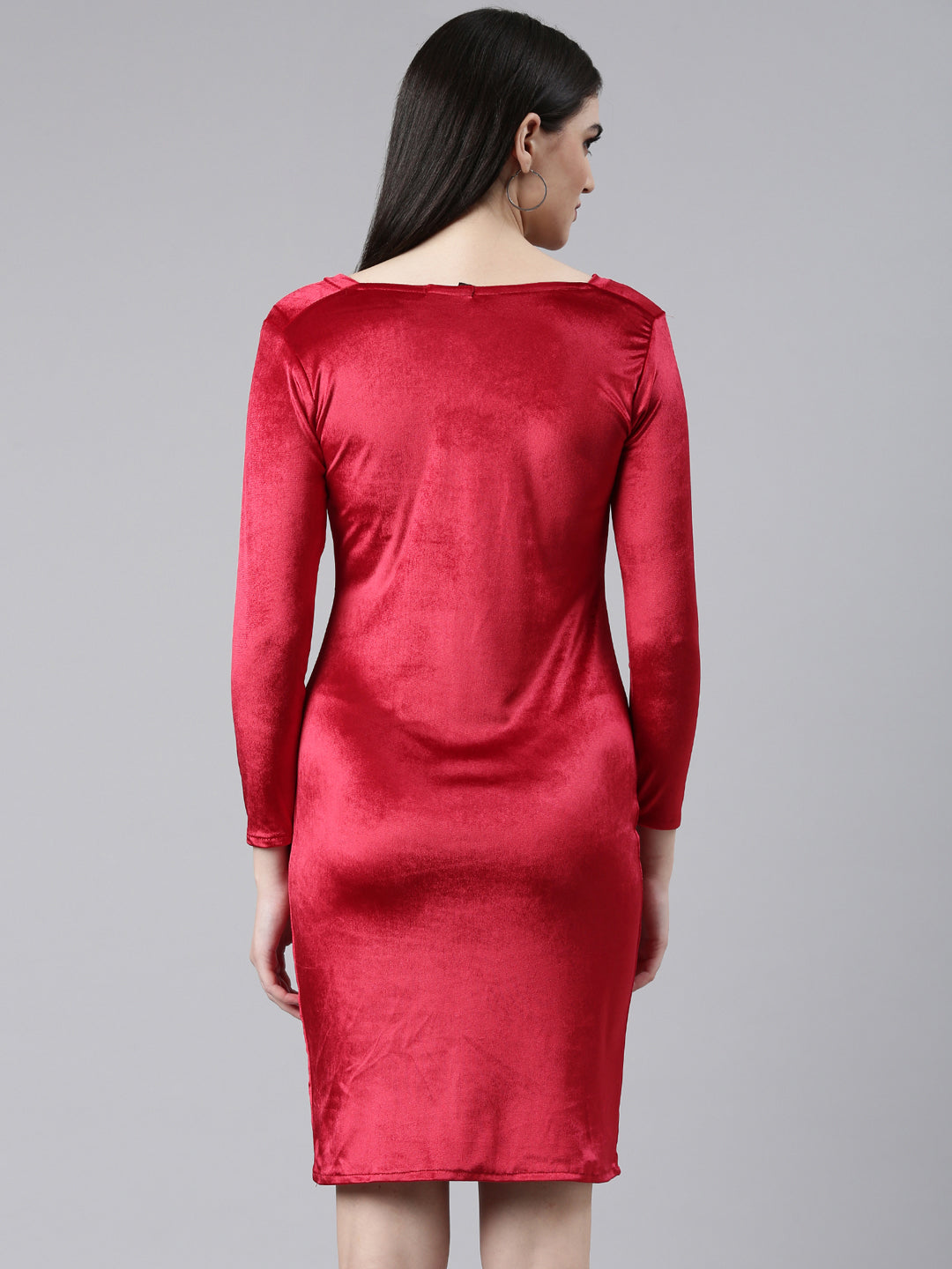 Women Red Solid Sheath Dress