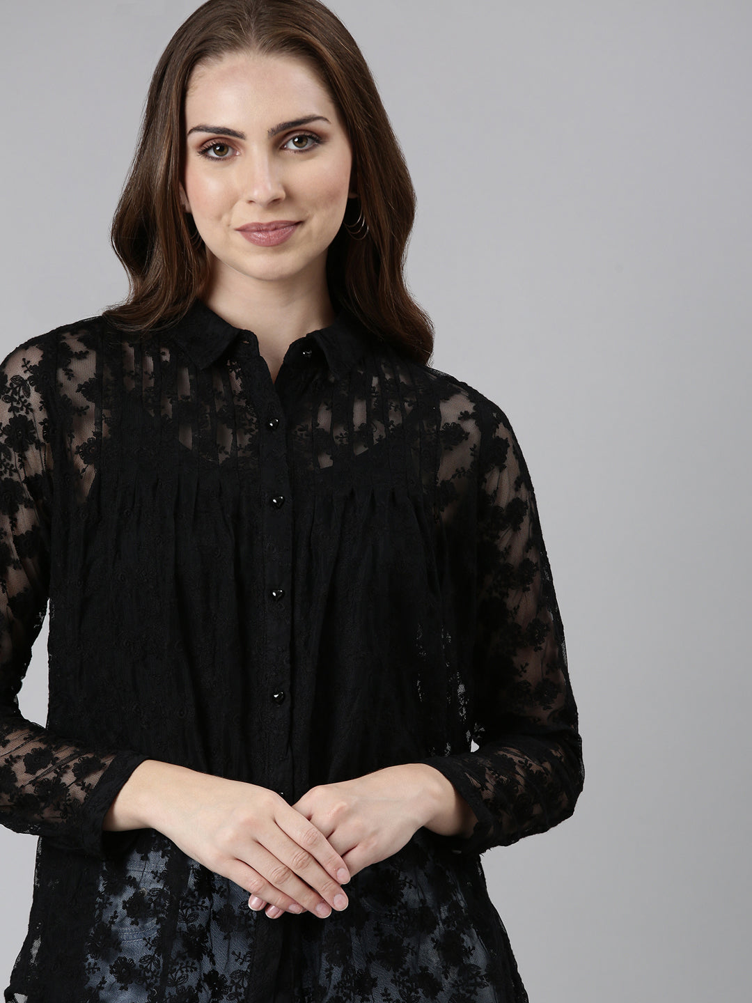 Women Black Solid Shirt