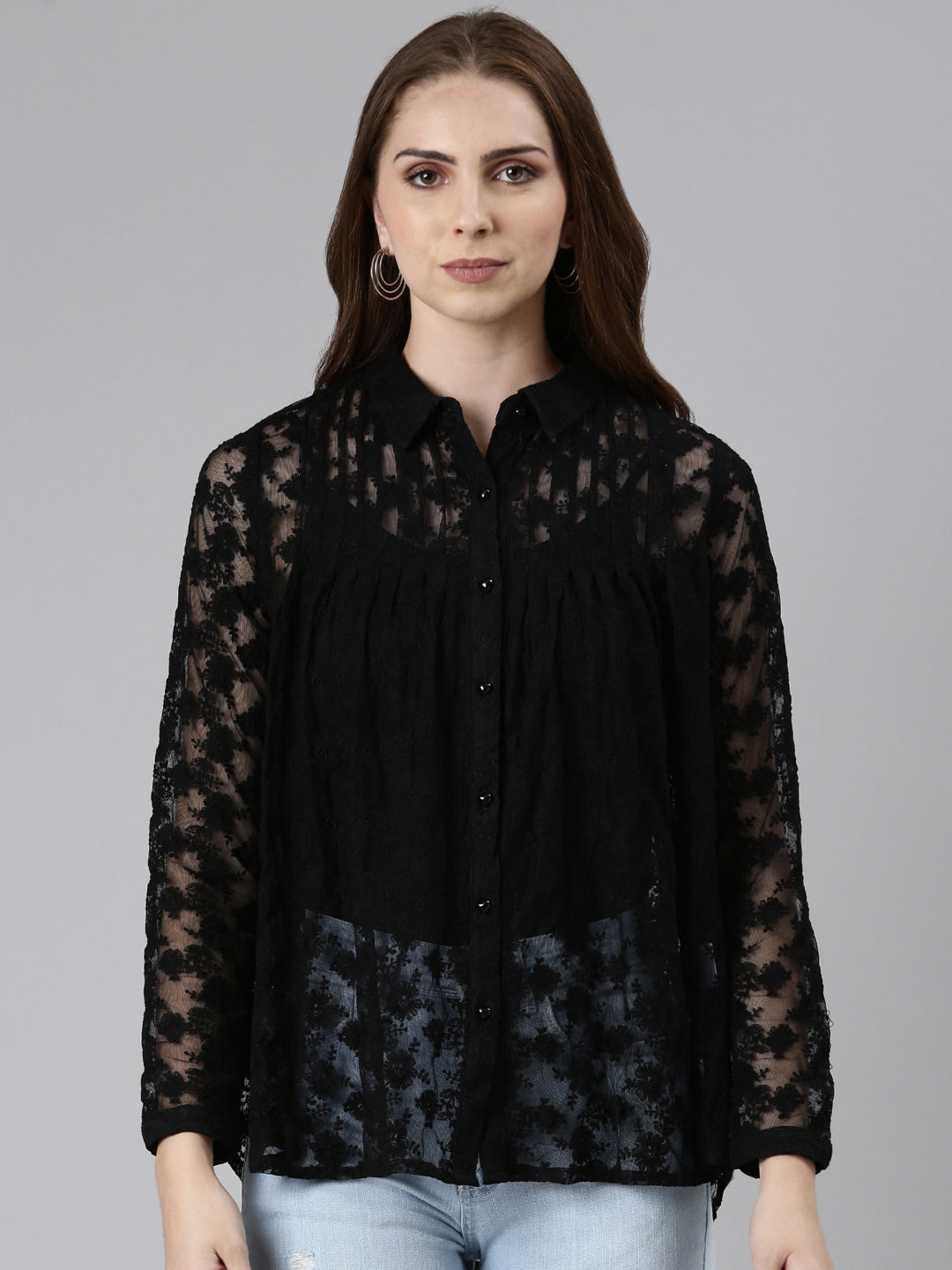 Women Black Solid Shirt