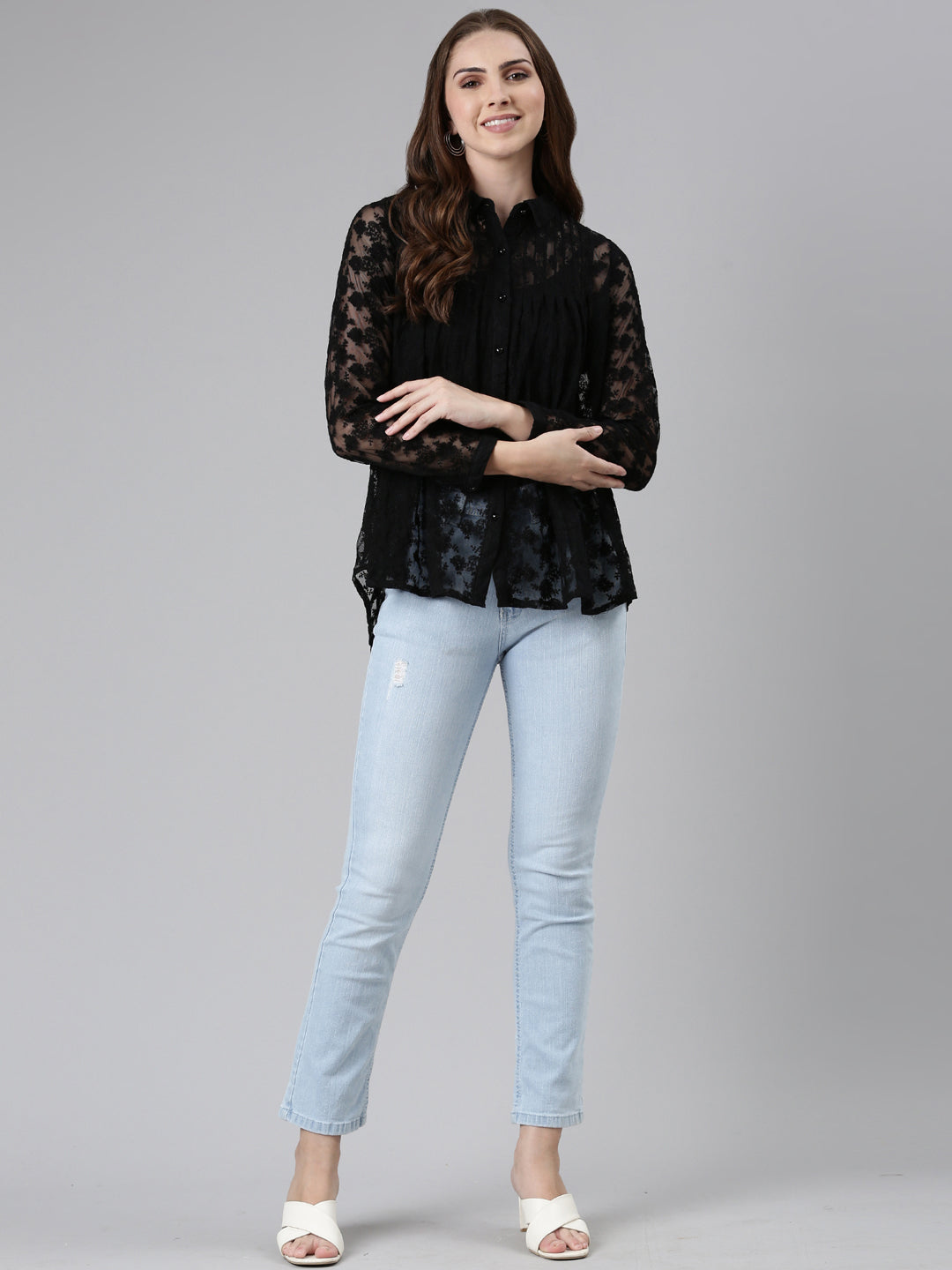 Women Black Solid Shirt