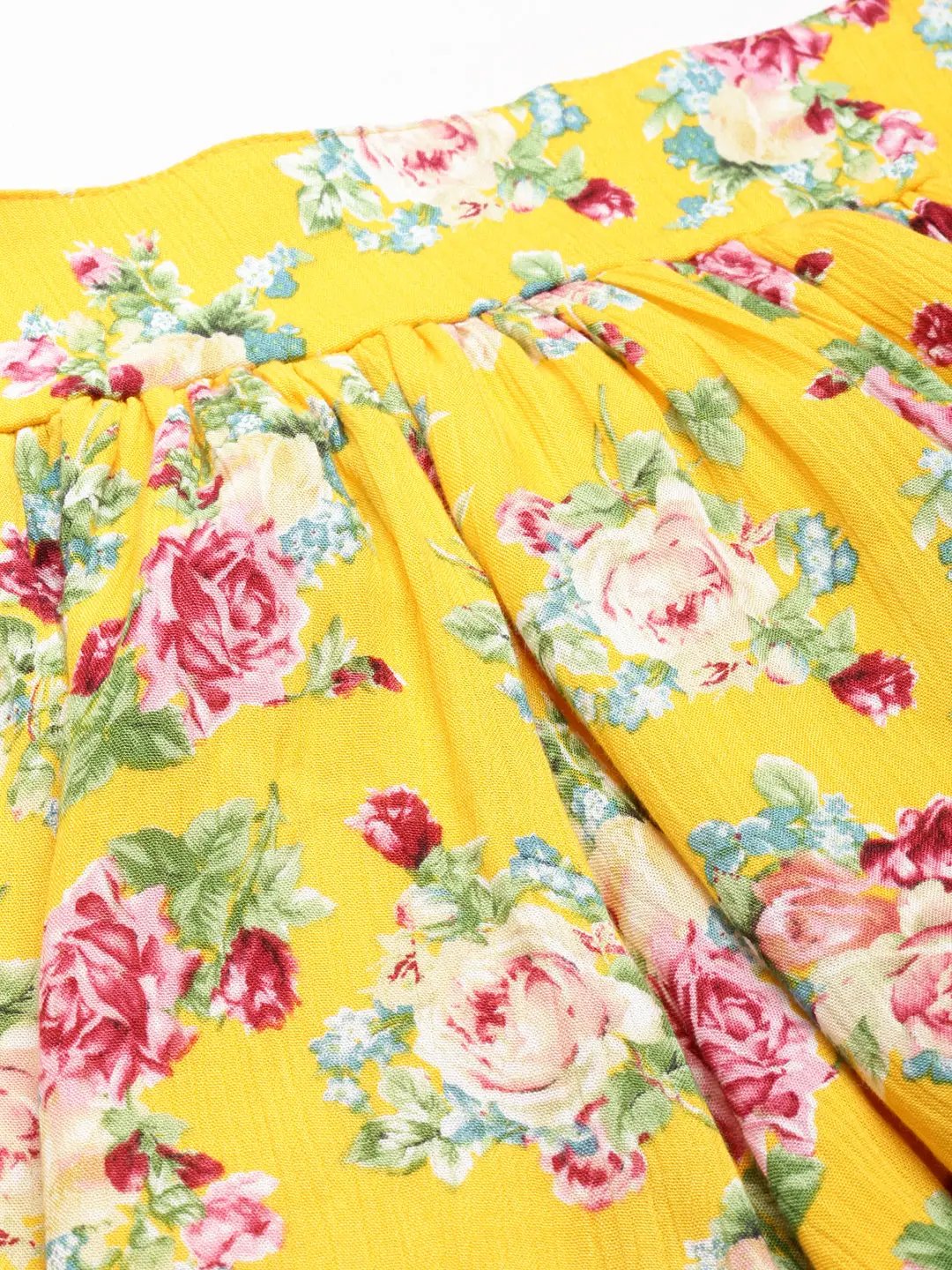 Women's Yellow Printed Shorts