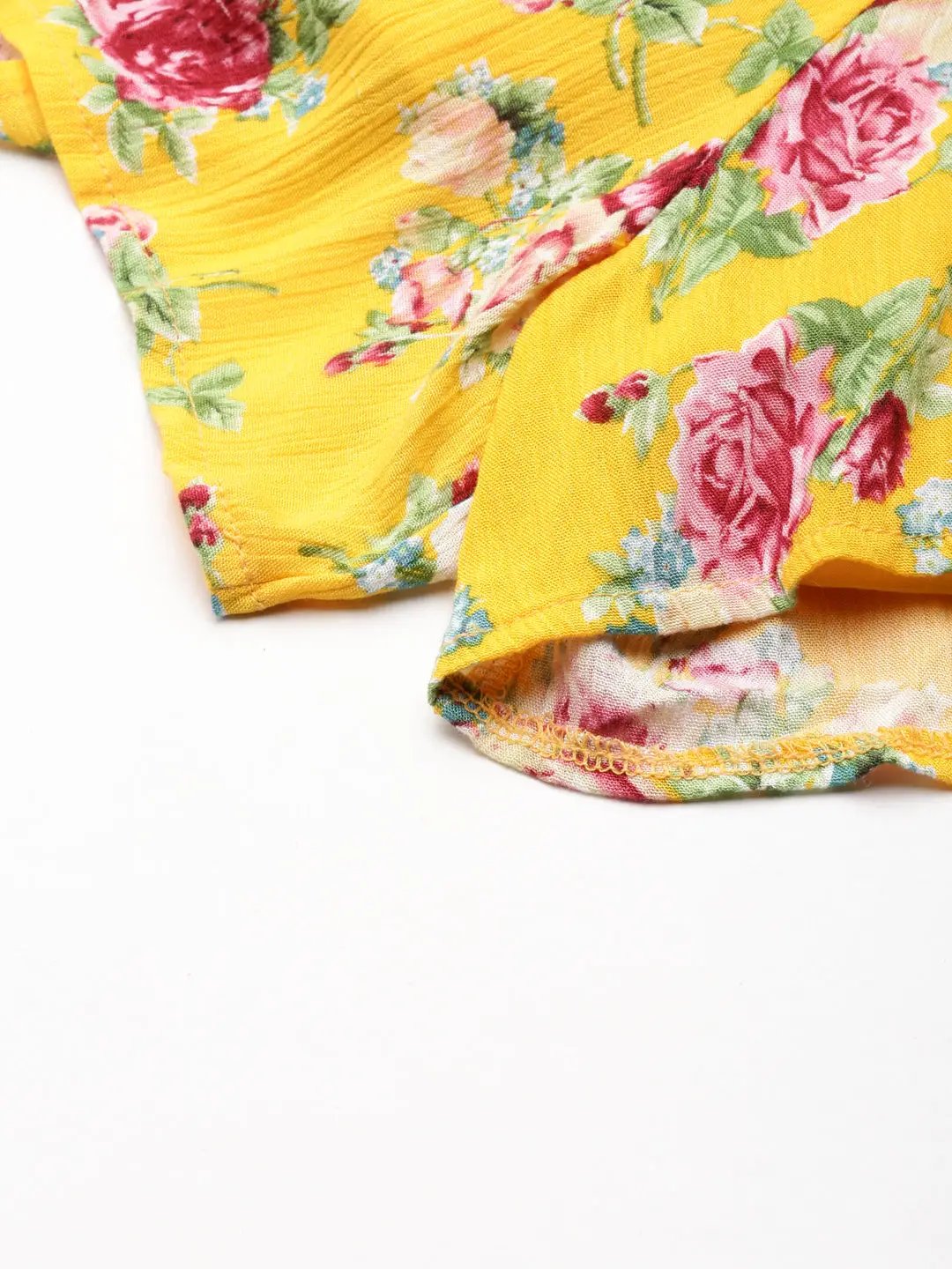 Women's Yellow Printed Shorts