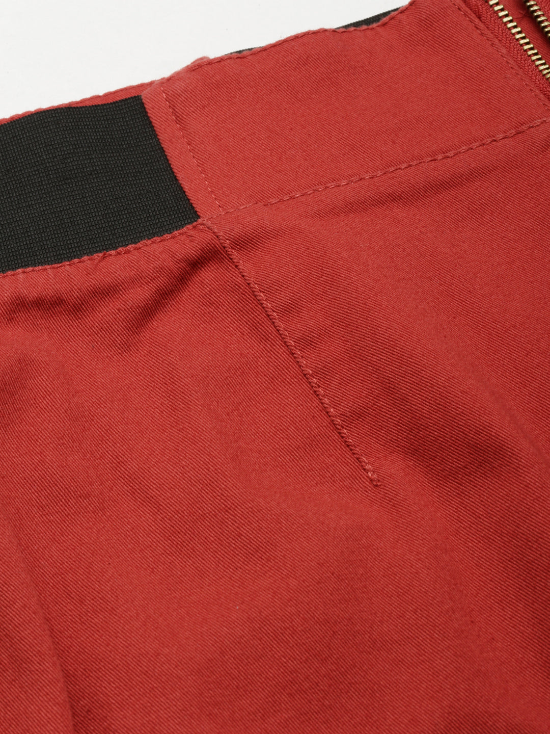 Women's Red Denim Mini A-Line Skirt