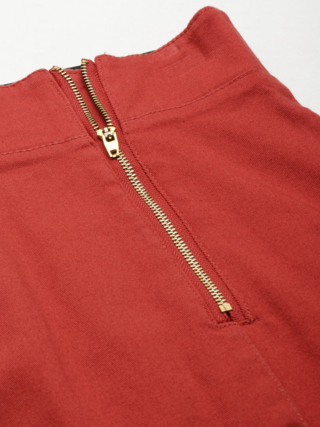 Women's Red Denim Mini A-Line Skirt