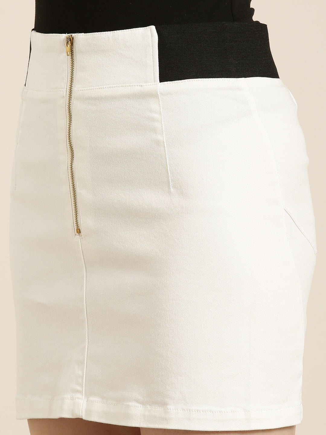Women's White Solid A-Line Skirt