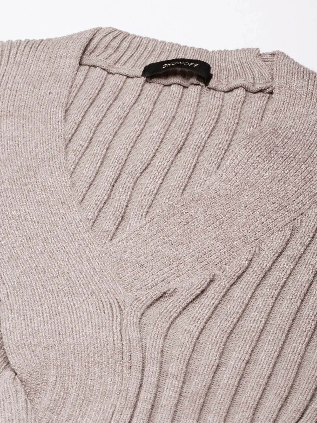 Women's Grey Solid Fitted Top