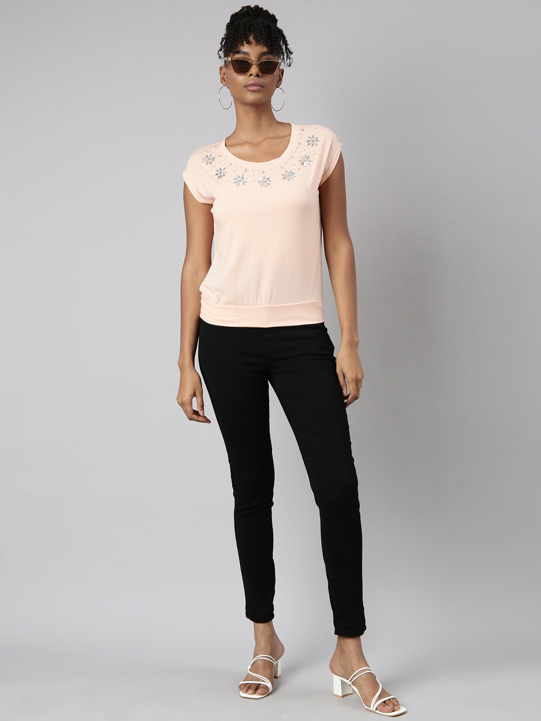 Women Peach Solid Top