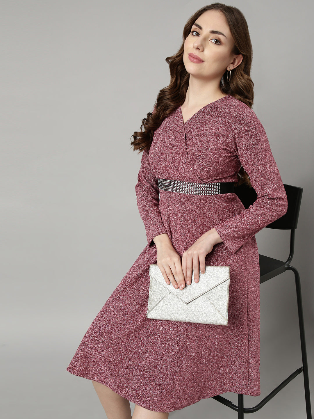 Women Pink Solid A-Line Dress