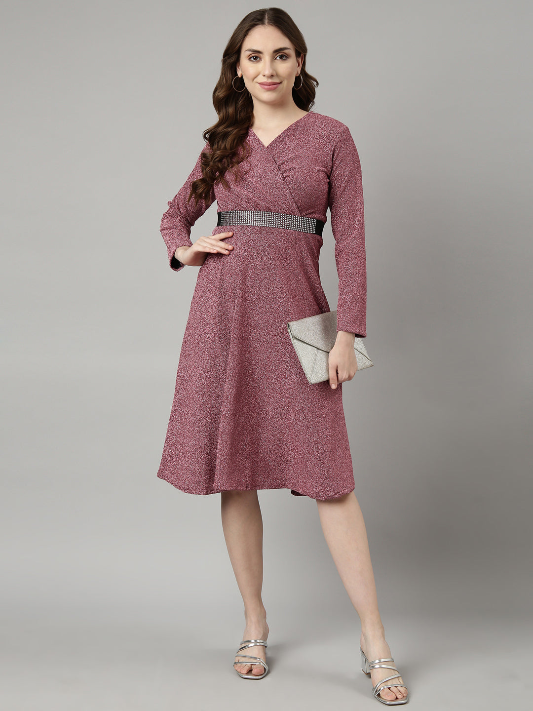 Women Pink Solid A-Line Dress