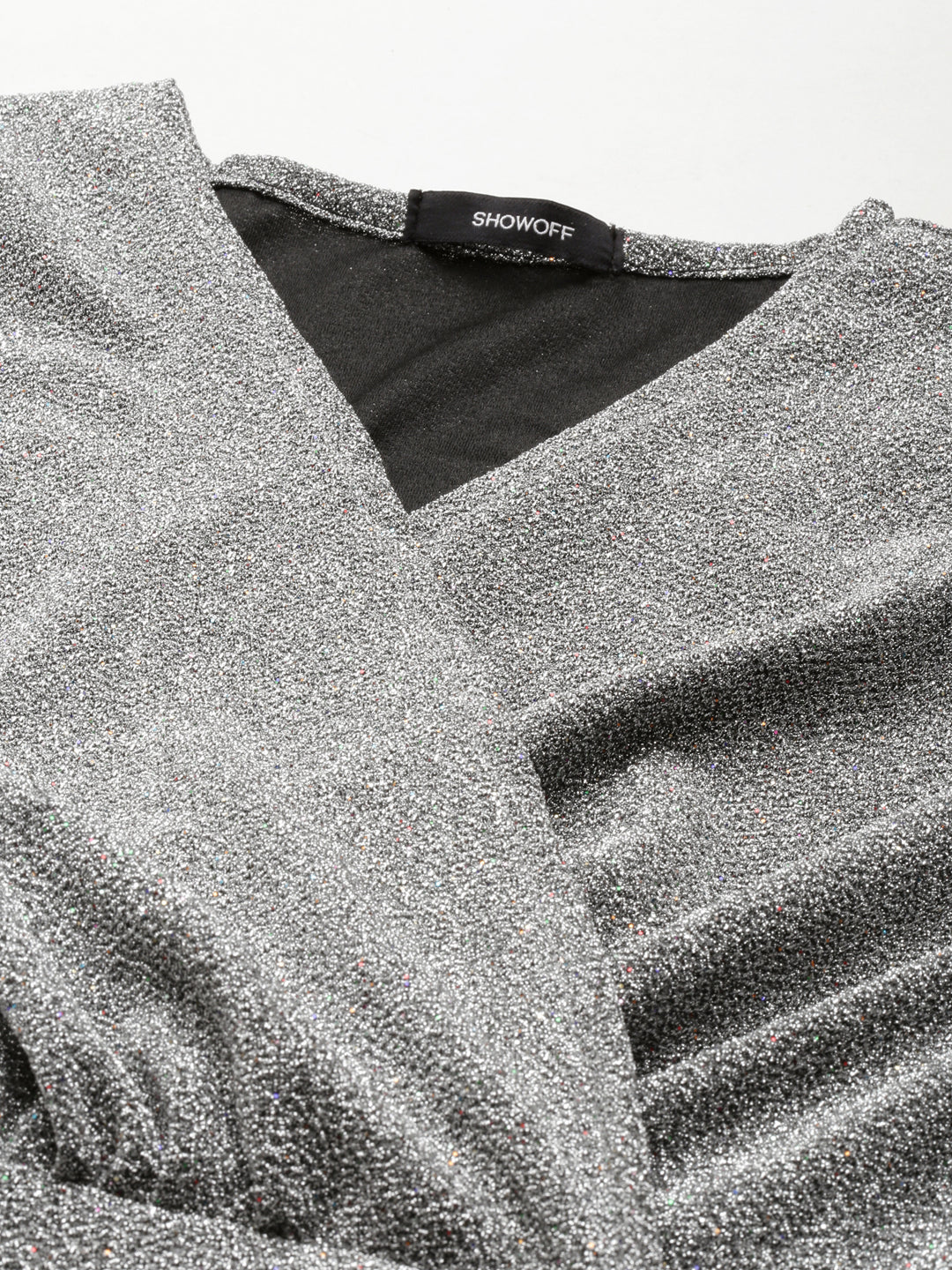 Women's Silver Embellished Wrap Dress